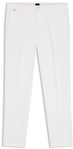 BOSS Herren H-Kane1 Modern-Fit Hose aus elastischer Baumwoll-Gabardine Weiß 36/32