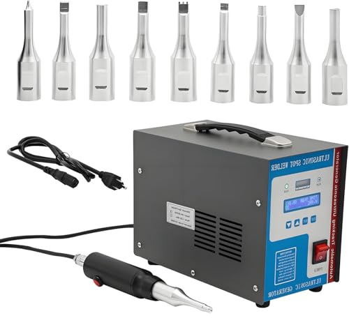 AiODiO Soldadora ultrasónica portátil por Puntos, máquina de Soldadura ultrasónica para plásticos de 700 W y 28 kHz, con Pantalla LCD y 10 Cabezales de Soldadura, para plásticos ABS, PVC y PP.