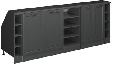Vicco Küchenschrank für Dachschrägen R-Line, Anthrazit Landhaus, 210 cm 5er Set Schrankkorpuss 60 cm Tiefe, geeignet für schräge Wände und Variable Küchenmontage