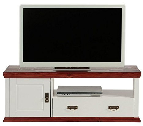 clever-moebel TV-Schrank im Landhausstil, weiß/kirschbaumfarben lackiert