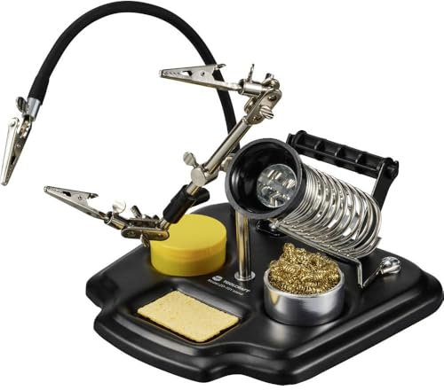 TOOLCRAFT ZD-10Y Dritte Hand I Löthilfe I Lötstation I Krokodilklemmen I Platinenarbeiten I 135 mm Basis I 172 mm Höhe I 190 mm Länge I Elektronik-Helfer