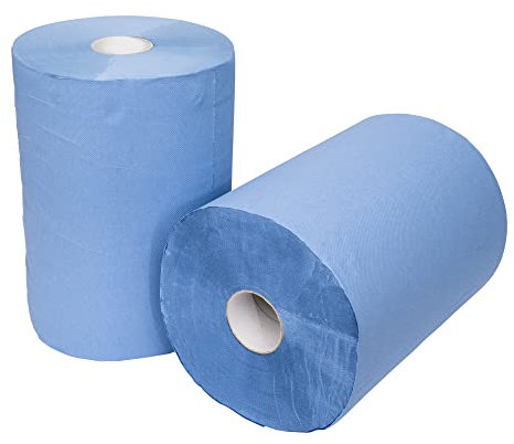 STIER Putzpapier Rollen, 2 Rollen, blau, 3-lagig, Putzrollen, Länge 36,5 cm x Breite 35 cm, saugstarke Reinigungstücher, reißfeste Putztücher aus 100% Zellstoff