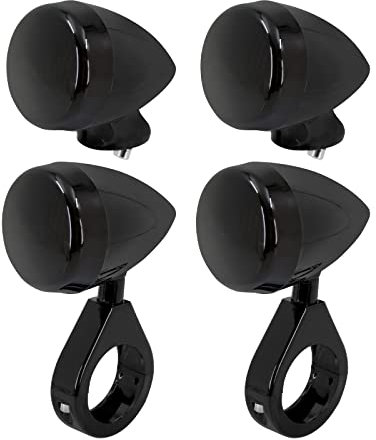 HDBUBALUS 4Pcs Avant Arrière Moto LED Clignotants Lumière 41mm Fit fourche Pince Indicateur Clignotant Fit pour Harley Sportster Dyna Bobber Yamaha Suzuki Kawasaki Tout Noir