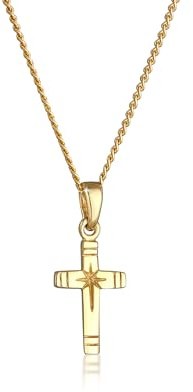 Elli PREMIUM Halskette Damen Kreuz Anhänger Elegant aus 585 Gelbgold