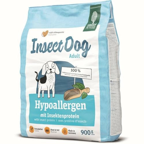 Green Petfood InsectDog Hypoallergen (900 g) – getreidefreies, hypoallergenes Trockenfutter für ausgewachsene, empfindliche Hunde – mit Insektenprotein, Futter für allergische Hunde