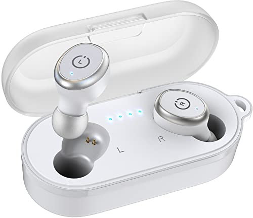 TOZO T10 Kopfhörer Kabellos Bluetooth 5,3 Bluetooth Kopfhörer mit 45 Std Akkulaufzeit, Stereo In Ear Kopfhörer, IPX8 Wasserdicht Headset, In Ear Ohrhörer mit Mikrofon Premium Bass für Sport - Weiß