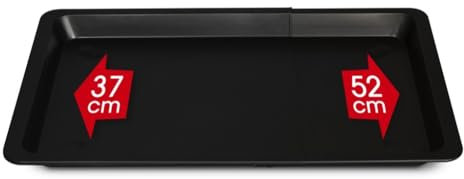 FORMEGOLOSE, Bandeja de horno rectangular extensible 33x38/52 cm, Acero con revestimiento antiadherente, Negro