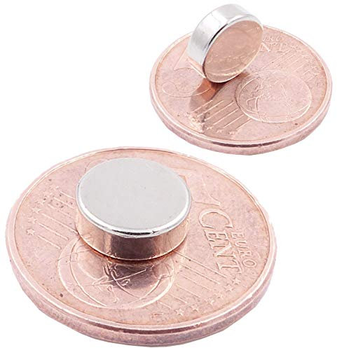 Brudazon | 10 Mini Scheiben-Magnete 9x3mm | N52 stärkste Stufe - Neodym-Magnete ultrastark | Power-Magnet für Modellbau, Foto, Whiteboard, Pinnwand, Kühlschrank, Basteln | Magnetscheibe extra stark