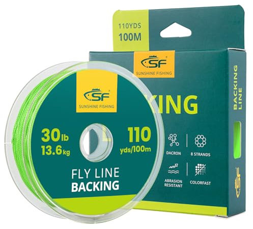 SF Fly Fishing Dacron Geflochtenes Backing, Forellen-Leine 13,6 kg, 100 m/108 yds, Grün