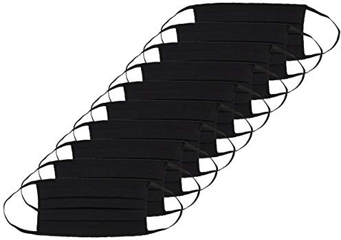 Oscar Apparels Wiederverwendbare Stoffmaske, 100% BCI Baumwolle mit elastischer Schlaufe, Schwarz, Erwachsene (10er Pack)