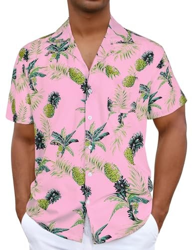 iCKER Hawaiian Beach Shirt for Men - Short Sleeve Floral Classic Print Casual Regular Fit
