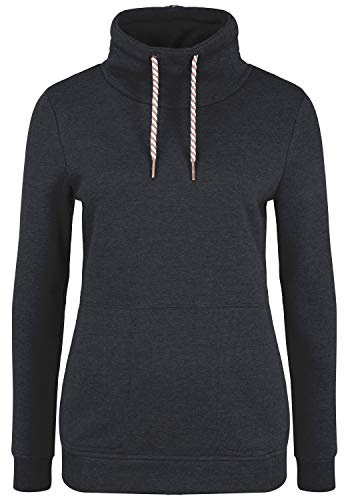 OXMO Vimpa Damen Sweatshirt Pullover Sweater mit Tube-Kragen, Größe:M, Farbe:DAR Grey M (798288)
