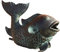 Steinfiguren Horn Wasserspeier Fisch aus Bronze
