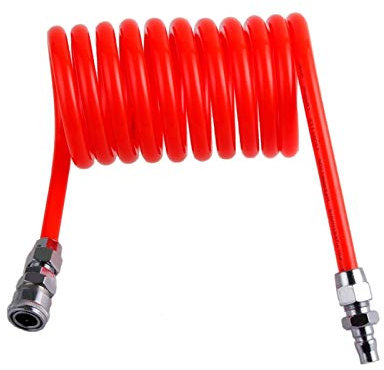 Compressor Hose Coiled, 3M/6M/9M/12M/15M Polyurethane PU Air Compressor Hose Tube, 6 * 4mm 8 * 5mm 10 * 6.5 12 * 8mm Pneumatic Spring Spiral Pipe with Connector Pneumatic Parts
