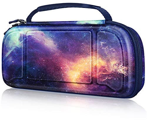Fintie Tasche für Nintendo Switch / Switch OLED-Modell Hori Split Pad Pro mit Handheld Controller, [Stoßfeste] Hartschalen Tragetasche mit 30 Spielkartenhaltern & Innere Netztasche, Die Galaxie