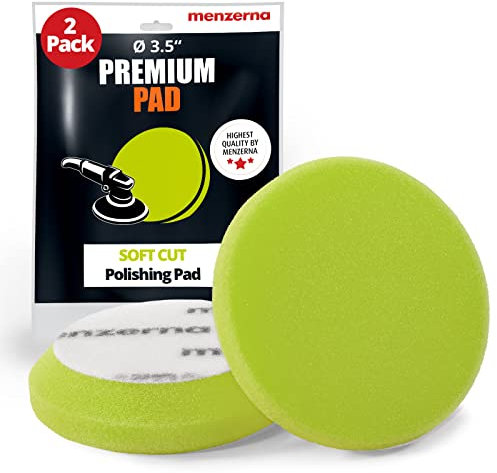 menzerna 8,9 cm 2 x Premium-Polierpads Finish I Hochglanz-Polierpad I Karosseriereparatur-Politur & Polieren I mit Sicherheitskante und Klettbefestigung I waschbar & langlebig