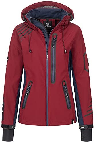 Rock Creek Damen Softshell Jacke Windbreaker Regenjacke Übergangsjacke Softshelljacke Damenjacke Regenmantel Outdoorjacke D-402 Weinrot-Navy XL