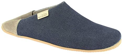 Living Kitzbühel Unisex Pantoffel mit Lederkappe Hausschuh, Dark Denim, 42 EU