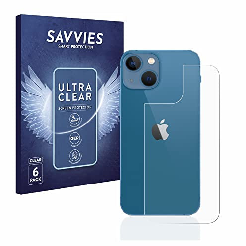 Savvies 6 Pack Screen Protector compatible with Apple iPhone 13 mini (Back) Protection Film Clear