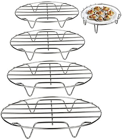 Inserto De Vapor 4 Pcs Vaporera Acero Inoxidable Rejilla Para Olla Al Vapor Rejilla Acero Inoxidable Rejilla Enfriamiento Para Carne Pescado Barbacoa Asar a La Parrilla Enfriamiento 16/18/20 / 22cm