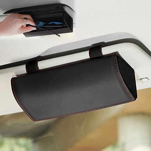 BAYINBROOK Auto Brillenhalter für Auto Sonnenblende Brillenetui Auto, Sonnenbrillen Etui Auto Sonnenbrillenhalter Auto Sonnenbrillenhalterung Brillen Aufbewahrungsbox für Auto Sonnenblende (Schwarz)