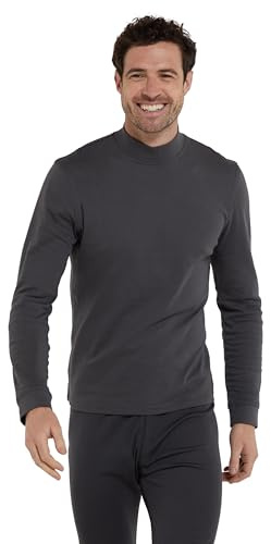 Mountain Warehouse Meribel Mens Turtle Neck Top - 100% Cotton, Lightweight, Breathable, Long Sleeves - Best for Winter Camping, Outdoors, Travelling & Hiking Dark Grey (Turtle Neck) 2XL