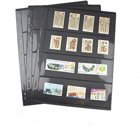 MUROAD Stempelseiten für Briefmarkenalbum Binder, 10 Blatt 4S Seiten für Sammler, Profi-Packung (4 Reihen)