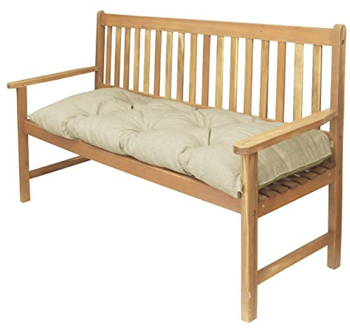 DILUMA | Bankauflage Venezia 120x48 cm Beige | Wasser- und Schmutzabweisende Sitzauflage mit Extra Dicker 8 cm Flockenfüllung | Sitzpolster für Gartenbank