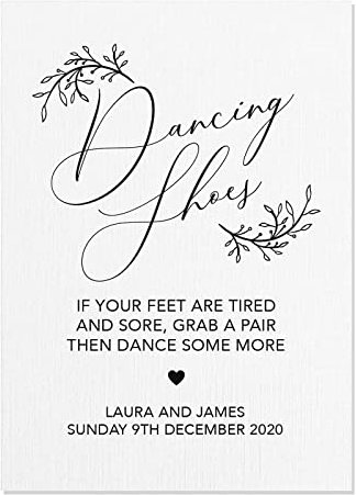 Personalised Dancing Shoes Wedding Flip Flop Table Sign in White or Brown (FC26) (A4, White)