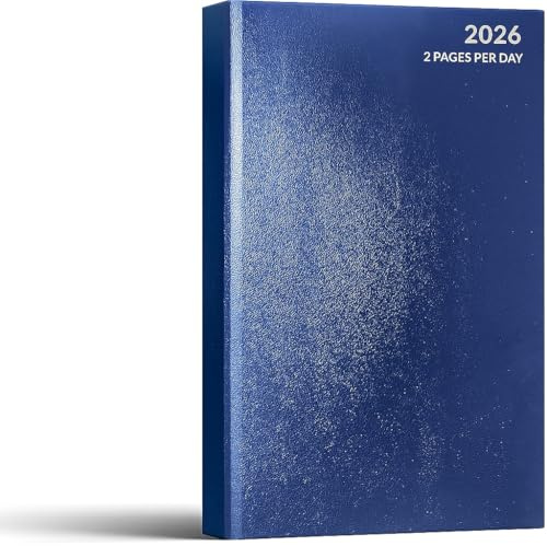 MantraRaj 2026 A4 Two Pages Per Day Diary Year Planner with Hardback Cover, Appointment Diary 2026 with Hourly Slots Organizer Ideal for Students, Business, Office, Home, Traveling (Blue)