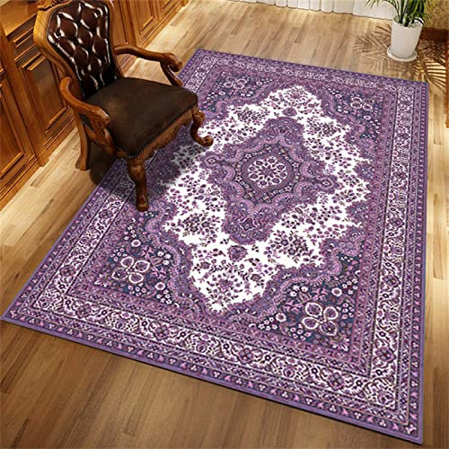 Schlafzimmer Teppich Orientteppich Lila Retro-modernes Wohnzimmer, Schlafzimmer, Esszimmer, Arbeitszimmer, Sicher Und Langlebig, rutschfest, Maschinenwaschbar Bodenmatte Kinderzimmer 160X230cm