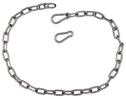 elvent Stahlkette mit 2 Karabiner, 1 Meter Edelstahlkette V4A, Ø5 mm Rundstahlkette für Federwiege Swing Hängesessel Boxsack Sandsack Federwiege | rostfrei, ähnlich DIN 763