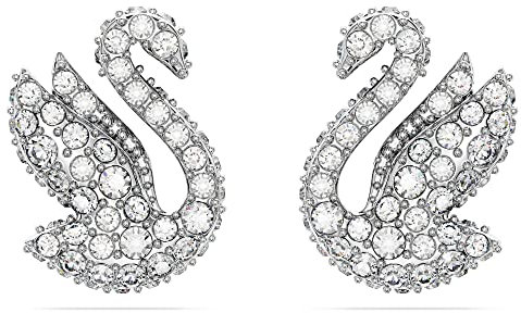 Swarovski Swan Ohrstecker, Schwan, Weiß, Rhodiniert