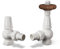 UK Radiators White Thermostatic Radiator Valve and Angled Lockshield Valve - Gloss White Finish - Traditional Design 1/2 x 15mm Angled Radiator Valve