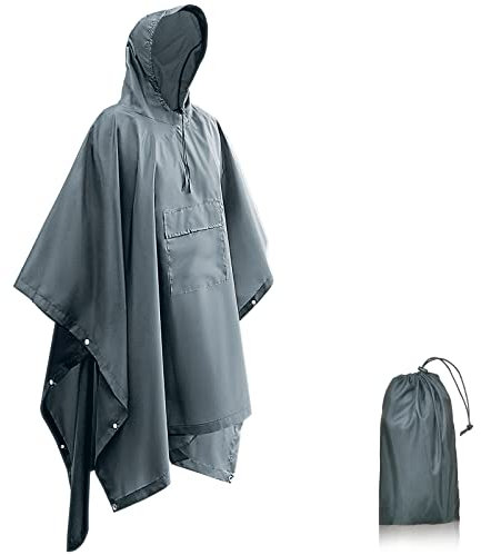 Seyobs Regenponcho Herren Damen Wasserdicht, Regencape Unisex Regenmantel 210T Oxford Regenjacke, Regenponcho Fahrrad 3 in 1 Poncho für Jagd, Picknick im Freien, Trekking, Camping, Angeln