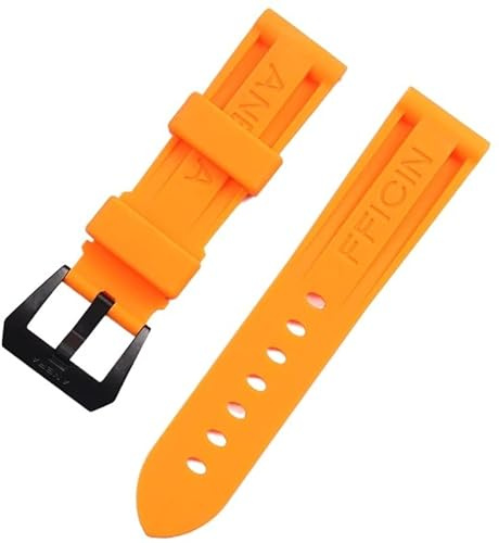 FFHAO Gummi-Uhrenarmband für Panerai-Uhrenarmband, wasserdicht, 22, 24, 26 mm, Schwarz / Orange