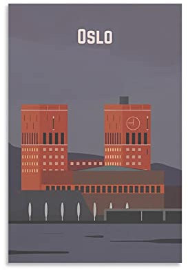 ONOTIO Oslo Rathaus Vintage-Poster, Landschaft, 30 x 45 cm, Wandkunst, Kunstdruck, Leinwand, Kunst, Poster, modernes Familien-Schlafzimmer, Dekoration, Poster