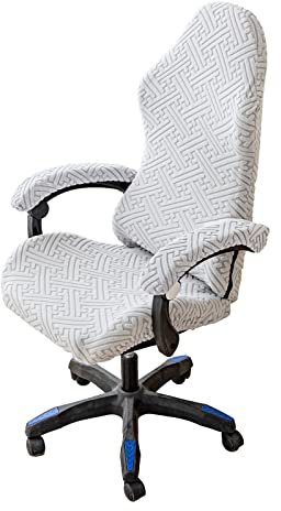 LIFEDX Housses de Chaise de Gaming,Housses de Chaise de Jeu Extensible 4 pièces,Housse de Chaise de Bureau avec Accoudoirs/Dossier de Chaise,Housse de Fauteuil Rotatif,Pas de Chaise-Light Gray