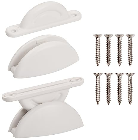 2 Pack Caravan Door Retainer, Door Stop Retaining with Screws, Motorhome Door Catches Plastic for RV Motorhome Caravan Campervans (White)