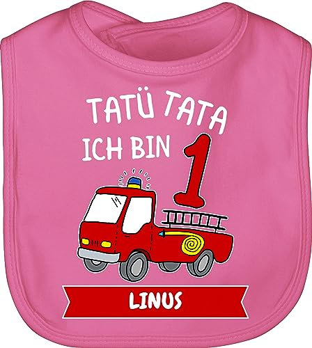 Baby Lätzchen - 1. Geburtstag - Tatü Tata Ich bin 1 - Tatütata ich werde 1 Feuerwehrauto ist da - Unisize - Pink - 1.geburtstag latz 1st birthday babylatz eins laetzchen erster one erste jahr