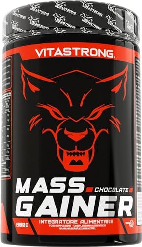 Gainer Mass Vitastrong, 30% Protéines en Poudre, Haute Teneur Calorique, Maltodextrine, Cluster Dextrin, 3g Créatine Monohydrate, Gainer Prise de Masse Musculaire Homme & Femme, Saveur Chocolat