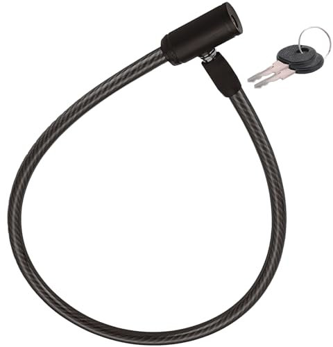 Candado para patinete electrico reforzado de Cable 60 cm de Acero Resistente con Sistema de Cierre de Llave Seguridad Avanzada Duradero y Facil de Usar Protección Antirrobo Efectiva (Negro)