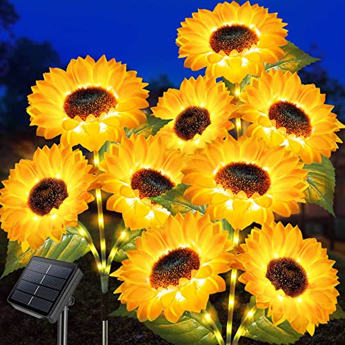 Homeleo Solarlampen für Außen Deko,Upgraded 3 Stück Solar Sonnenblume Lichter für Garten Dekoration,Wasserdicht Solar Dekorative Beleuchtung für Yard Dekor, Rasen Blumenbeet Grab Friedhof Dekorationen