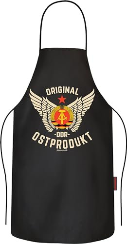 RAHMENLOS Geschenk für Männer aus dem Osten: DDR Ostprodukt - Grillschürze Kochschürze Küchenschürze Baumwolle schwarz