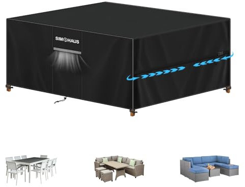 SIMPHAUS Abdeckung für Gartenmöbel Wasserdichte Loungemöbel Abdeckung 420D Oxford Abdeckhauben für Möbelsets,Winterfest Tisch Abdeckplane Schutzhülle für Sitzgruppe Gartentisch 230x180x80cm