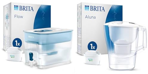 BRITA Flow XXL Water Filter Tank (8.2L) incl. 1x MAXTRA PRO All-in-1 cartridge & Aluna Water Filter Jug White (2.4L) incl. 1x MAXTRA PRO All-in-1 cartridge - fridge-fitting