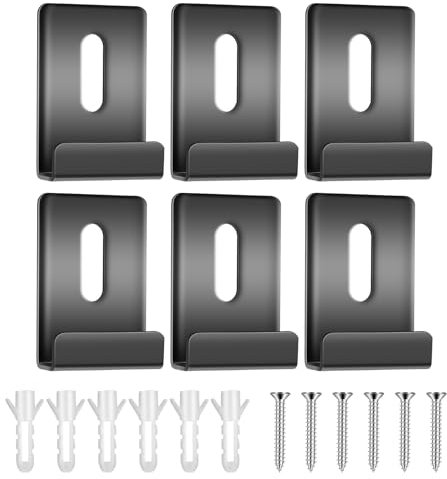 Sibba Appendiabiti da parete per piastrelle, 6 pezzi, clip in metallo a specchio, kit di canali larghi, supporto per fissaggio pesante, set da appendere con viti e staffe senza cornice, prodotti per