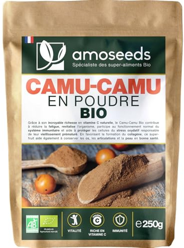 Camu-camu en poudre BIO 250g | 2.000mg de Vitamine C naturelle et pure | Immunité, Vitalité, Antioxydant | Sans OGM, sans Conservateurs | Qualité Supérieure