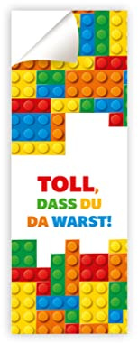 Junaversum 12 Aufkleber Bausteine Bauklötze Verpackung von Geschenken Mitgebsel für Jungsgeburtstag Etiketten für Geschenkverpackung