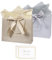 2 Stück Geschenktüte mit Schleife 32 × 10 × 25 cm Papier Geschenktüten mit 2 Seidenpapier und 2 Karten, Papiertüten Groß für Geburtstag Hochzeit, Silber, Champagner